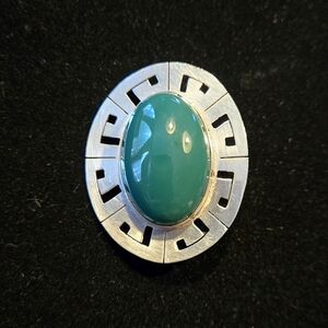 Vintage Silver & Chrystoprase Brooch/Pendant